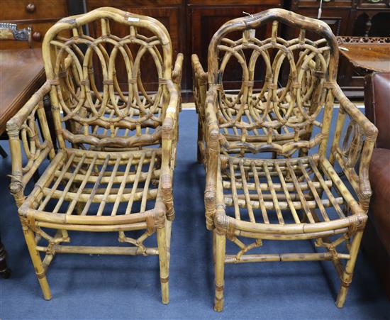 A set of four bamboo elbow chairs